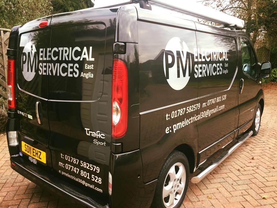 Pm Electrical Services East Anglia.  Based near Sudbury Suffolk.  Company Van